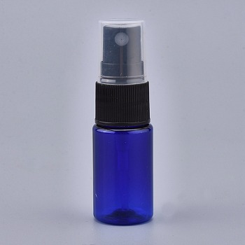 Empty Portable PET Plastic  Spray Bottles, Fine Mist Atomizer, with Dust Cap, Refillable Bottle, Blue, 7.55x2.3cm, Capacity: 10ml(0.34 fl. oz)