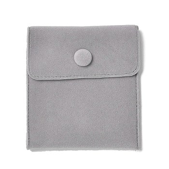 Velvet Jewelry Storage Pouches, Rectangle Jewelry Bags with Snap Fastener, for Earrings, Rings Storage, Light Grey, 9.65x8.9cm