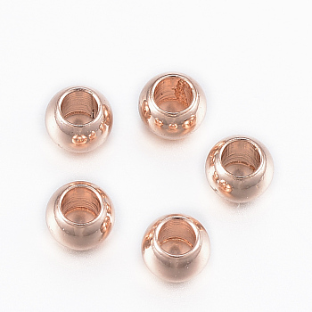 Ion Plating(IP) 304 Stainless Steel Beads, Round, Rose Gold, 4x3mm, Hole: 2mm