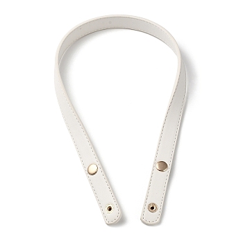 PU Leather Bag Handles, with Iron Snap Button, White, 62x1.95x0.6cm