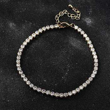 Brass Micro Pave Clear Cubic Zirconia Link Chain Bracelets for Women, Square, Lead Free & Cadmium Free, Long-Lasting Plated, Rack Plating, Real 18K Gold Plated, 8x1/8 inch(20.3x0.3cm)