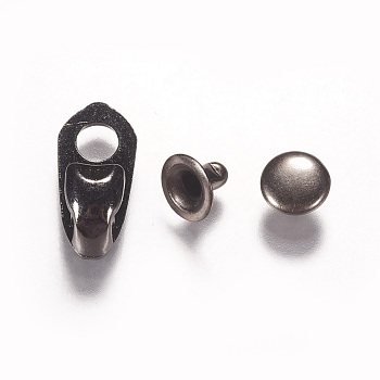 Alloy Boot Lace Hooks For Climbing and Outdoor Shoes, with Rivets, Gunmetal, 19x9x7mm, Hole: 4.5mm