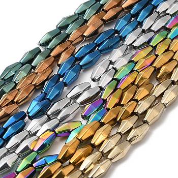 Electroplate Synthetic Magnetic Hematite Beads Strands, Faceted, Rhombus, Mixed Color, 12~12.5x5.5~6mm, Hole: 1.2mm, about 31~33pcs/strand, 16.54~16.93''(42~43cm)