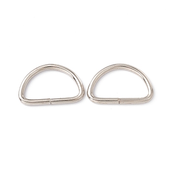 Iron D Rings, Buckle Clasps, For Webbing, Strapping Bags, Garment Accessories, Platinum, Inner: 15x25.4mm