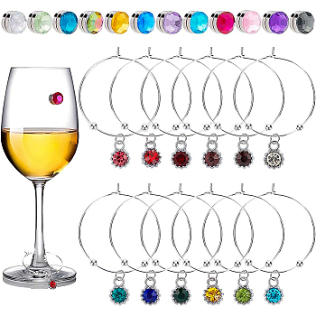 BENECREAT DIY Wine Glass Charm Making Kit, Including Brass Charm Rings, Iron Magnet Beads, Alloy Rhinestone Charms, Mixed Color, 124Pcs/box