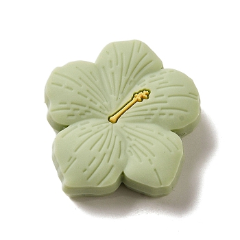 Cherry Blossom Silicone Focal Beads, DIY Nursing Necklaces Making, Dark Sea Green, 28x29x9.5mm, Hole: 2mm
