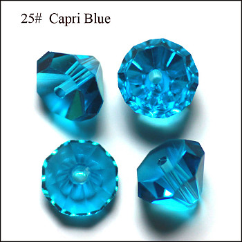 Imitation Austrian Crystal Beads, Grade AAA, Faceted, Diamond, Dodger Blue, 9.5~10x7~8mm, Hole: 0.9~1mm