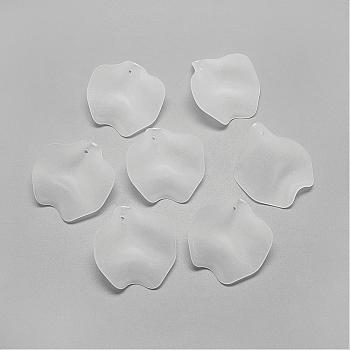 Transparent Acrylic Pendants, Frosted, Petal, Clear, 26x24x1mm, Hole: 1.5mm, about 600pcs/500g