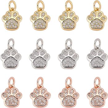 10Pcs 5 Style Brass Micro Pave Clear Cubic Zirconia Pendants, Butterfly & Bee & Wing & Elephant & Fishtail Shaped, Golden, 10.5~16x6~13x2~3mm, Hole: 1.2~3mm, 2pcs/style