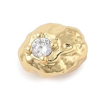Nuggest Brass Micro Pave Cubic Zirconia Beads, Real 18K Gold Plated, 8.5x7x7mm, Hole: 1.8mm