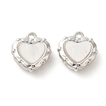 Acrylic Pendants, with Alloy Findings, Heart, Platinum, 13x12.5x5mm, Hole: 1.4mm