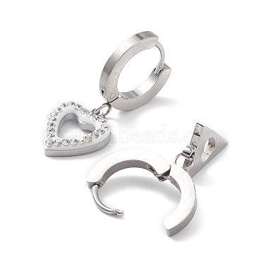 3 Pair 3 Style Crystal Rhinestone Clover & Lock & Key & Triangle & Flat Round & Heart Asymmetrical Earrings(EJEW-B020-01P)-3