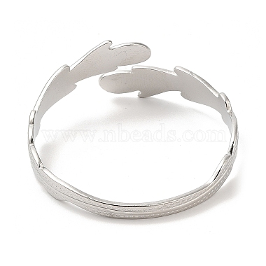 304 Stainless Steel Feather Cuff Bangles(BJEW-L682-025P)-2
