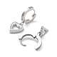 3 paire 3 boucles d'oreilles asymétriques style cristal strass trèfle & serrure & clé & triangle & plat rond & coeur(EJEW-B020-01P)-3