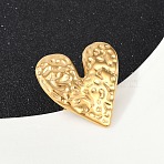 304 Stainless Steel Cuff Rings, Heart, Golden, 31x33mm, Inner Diameter: 17mm(RJEW-D306-16G)