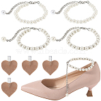 2 Sets 2 Styles Plastic Imitation Pearl Beaded Shoelace Bands, Anti-Loose Shoelaces, with Steel Chain, for High-Heeled Shoes, Platinum, 303~305mm, 1 set/style(FIND-GF0007-06B)
