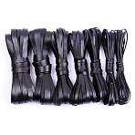 90M Cowhide Leather Cord, Leather Jewelry Cord, Jewelry DIY Making Cord, Flat, Black, 6x1mm, about 98.43 Yards(90m)/Bundle(WL-WH20007-01A)