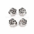 Tibetan Style Alloy European Beads, Cadmium Free & Lead Free, Flower, Antique Silver, 9x10x8.5mm, Hole: 4.5mm, about 630pcs/1000g(TIBEB-N007-006)