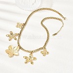 304 Stainless Steel Flower Pendant Bib Necklaces for Women, Golden, 16.14 inch(41cm)(NJEW-A063-02G)