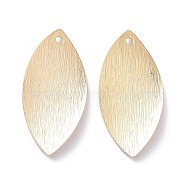 Brass Pendants, Long-Lasting Plated, Leaf, Real 14K Gold Plated, 23x11x1mm, Hole: 1.2mm(X-KK-K250-12LG)