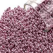 TOHO Round Seed Beads, Japanese Seed Beads, (571) Galvanized Rose Gold, 11/0, 2.2mm, Hole: 0.8mm, about 1110pcs/bottle, 10g/bottle(SEED-JPTR11-0571)