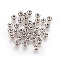 Tibetan Style Alloy Spacer Beads, Bicone, Antique Silver, Lead Free & Cadmium Free, 6.5x3.5mm, Hole: 2mm(LF0725Y)