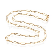 304 Stainless Steel Paperclip Chain Necklace, with Lobster Claw Clasps, Golden, 19.68 inch(50cm)(X-NJEW-M183-04G)