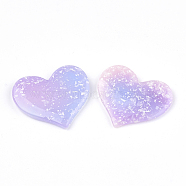 Opaque Resin Cabochons, Heart, Lilac, 30x35x4mm(X-CRES-S304-40)