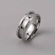 201 Stainless Steel Grooved Finger Ring Settings, Ring Core Blank, for Inlay Ring Jewelry Making, Stainless Steel Color, US Size 12 3/4(22mm)(STAS-WH0027-26G-P)