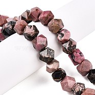 Natural Rhodonite Star Cut Round Beads Strands, Faceted, 10~11x10~11x9~11mm, Hole: 0.9mm, about 20pcs/strand, 8.35''(21.2cm)(G-T138-32)