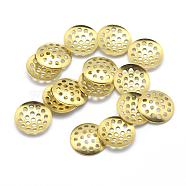 Brass Finger Ring/Brooch Sieve Findings, Perforated Disc Settings, Lead Free & Cadmium Free & Nickel Free, Flat Round, Raw(Unplated), 12x2mm, Hole: 2mm(KK-K184-37C-A-03-RS)
