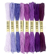 8 Skeins 8 Colors 6-Ply Polyester Embroidery Floss, Cross Stitch Threads, Tassel Embroidery, Gradient Color, Purple, 2mm, about 8.20 Yards(7.5m)/Skein(PW-WG88461-03)