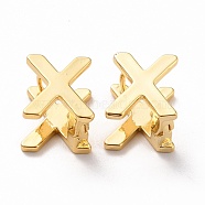 Initial Hoop Earrings for Women, Golden Letter Brass Earrings, Letter.X, 12.5x11x9.5mm, Pin: 0.8mm(EJEW-P194-01G-X)