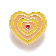 Heart Enamel Pin, Creative Alloy Badge for Backpack Clothes, Golden, Yellow, 24x23x1.5mm(JEWB-E014-01G-03)