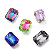 Glass Rhinestone Pendants, Back Plated, Faceted, Octagon Rectangle, Mixed Color, 9x6x3mm, Hole: 1mm(RGLA-A024-E02-M1)