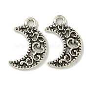 Tibetan Style Alloy Pendants, Cadmium Free & Lead Free, Antique Silver, Moon, 18x11.5x1.5mm, Hole: 2mm(FIND-U015-34AS)