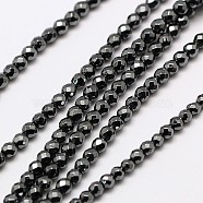 Non-magnetic Synthetic Hematite Bead Strands, Faceted Round, 2mm, Hole: 0.8mm, about 190pcs/strand, 16 inch(X-G-A129-2mm-26)