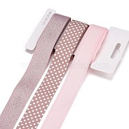 9 Yards 3 Styles Polyester Ribbon, for DIY Handmade Craft, Hair Bowknots and Gift Decoration, Light Pink Palette, Pink, 1~1-1/8 inch(25~28mm), about 3 yards/style(SRIB-A014-B07)