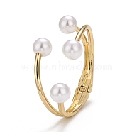 Alloy Wire Wrap with Plastic Pearl Cuff Bangle, Wide Hinged Open  Bangle for Women, Light Gold, Inner Diameter: 1-7/8x2-1/2 inch(4.62x6.2cm)  (BJEW-K223-08KCG)