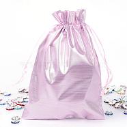 Rectangle Cloth Bags, with Drawstring, Pink, 17.5x13cm(X-ABAG-R007-18x13-11)