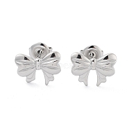 304 Stainless Steel Stud Earrings, Bowknot, Stainless Steel Color, 10x13mm(EJEW-P258-17P)