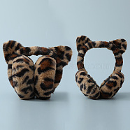 Wool Women's Foldable Headband Earwarmer, Leopard Print Car Ear Outdoor Winter Earmuffs, BurlyWood, 225x180mm(COHT-PW0001-46B)