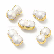 Natural Pearl Beads, with Brass Findings, Peanut Bead, Light Gold, 14~18x10~11x10~11mm, Hole: 0.9~1mm(PEAR-P004-36KCG)