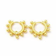 Rack Plating Brass Hoop Earrings for Women, Long-Lasting Plated Dangle Ball Earrings, Lead Free & Cadmium Free, Real 18K Gold Plated, 21.5x22x3mm, Pin: 1mm(EJEW-H091-15G)