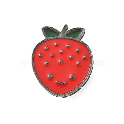 Fruit Series Enamel Pins, Alloy Lapel Pin Backs for Backpack Clothes, Black, Strawberry, 20.5x17mm(JEWB-Z038-A05-EB)