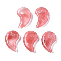 Cherry Quartz Glass Pendants, Comma, Magatama, 24~25x15.5x6mm, Hole: 3mm(G-S356-17B-01)