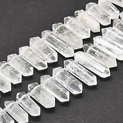 Natural Quartz Crystal Beads Strands, Rock Crystal Beads, Faceted, Double Terminated Pointed/Bullet, 25~63x13~16x11~13.5mm, Hole: 1.6mm, about 21~22pcs/strand, 15.55 inch(39.5cm)(G-F715-052)