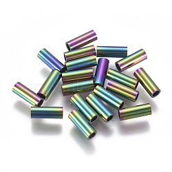 Ion Plating(IP) 304 Stainless Steel Tube Beads, Rainbow Color, 8x3mm, Hole: 2mm(STAS-F224-01M-C)