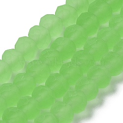 Transparent Glass Beads Strands, Faceted, Frosted, Rondelle, Lime, 8mm, Hole: 1mm(X1-EGLA-A034-T8mm-MD09)