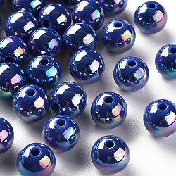 Opaque Acrylic Beads, AB Color Plated, Round, Dark Slate Blue, 12x11mm, Hole: 2.5mm, about 566pcs/500g(MACR-S370-D12mm-A36)
